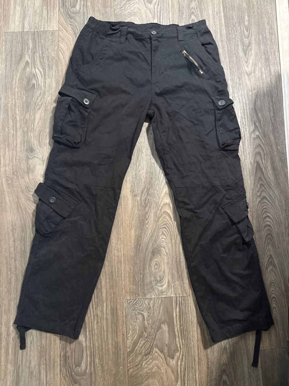 Black Women's Cargo Jogger Pants - Comfortable Utility Style 95% cotton